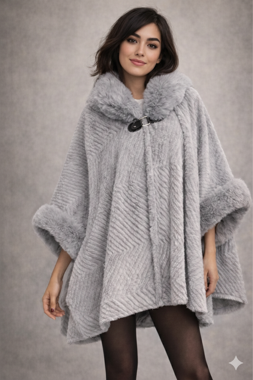 Bloom Lady Grey Fur Cape