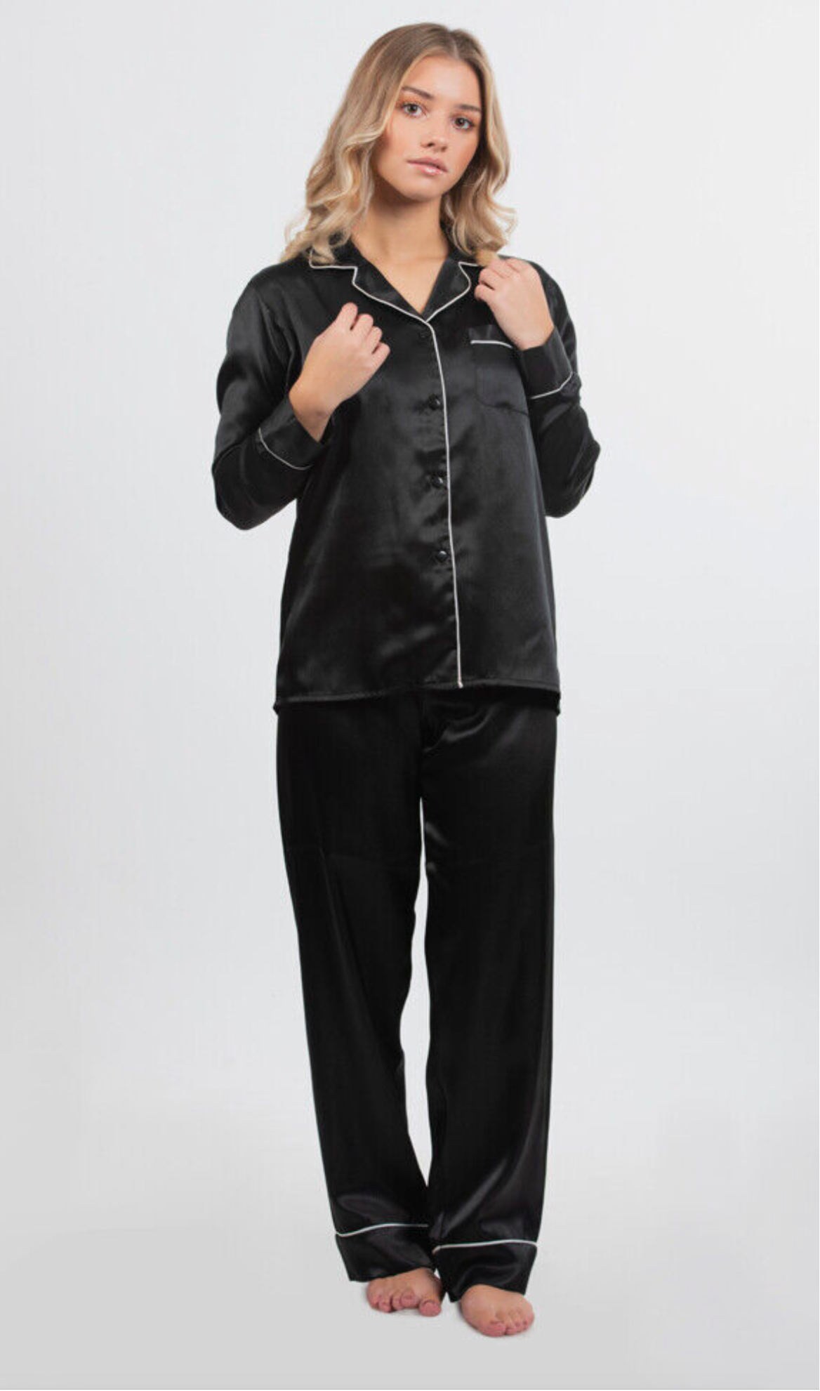 Bloom Lady Black Satin Pajama