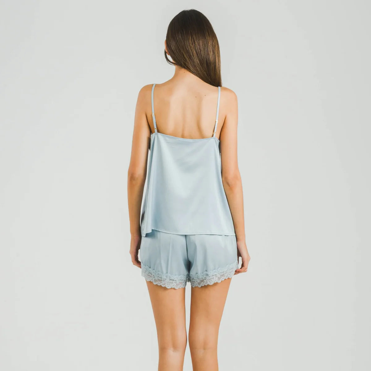 Tramas+ Satin Light Blue Lace trim Cami Set