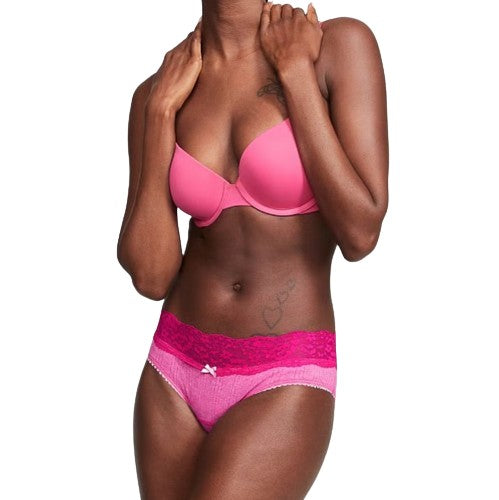 Victoria’s Secret Fuchsia Cotton Hiphugger Panties with Lace Waistline