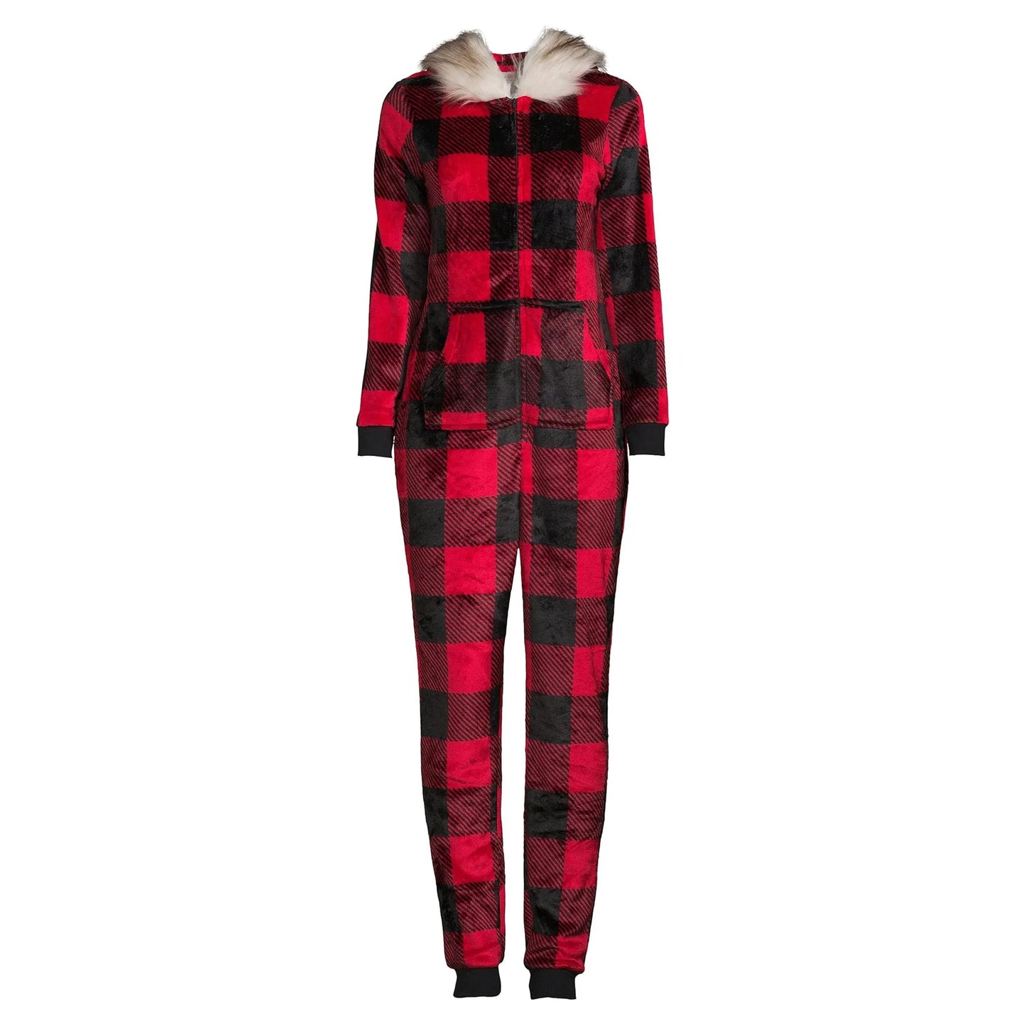Secret Treasures Red Plaid Union Suit Pajamas