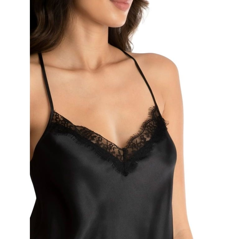 Secret Treasures black satin slip dress