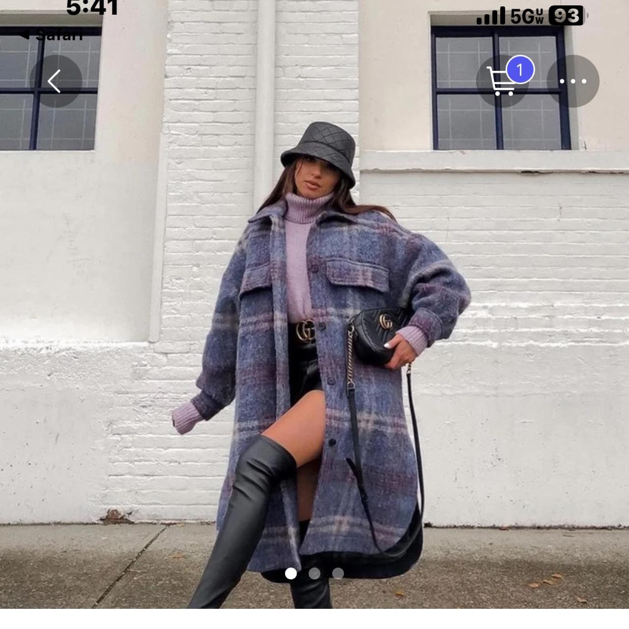 ZARA Wool Blend Plaid Oversized Cot