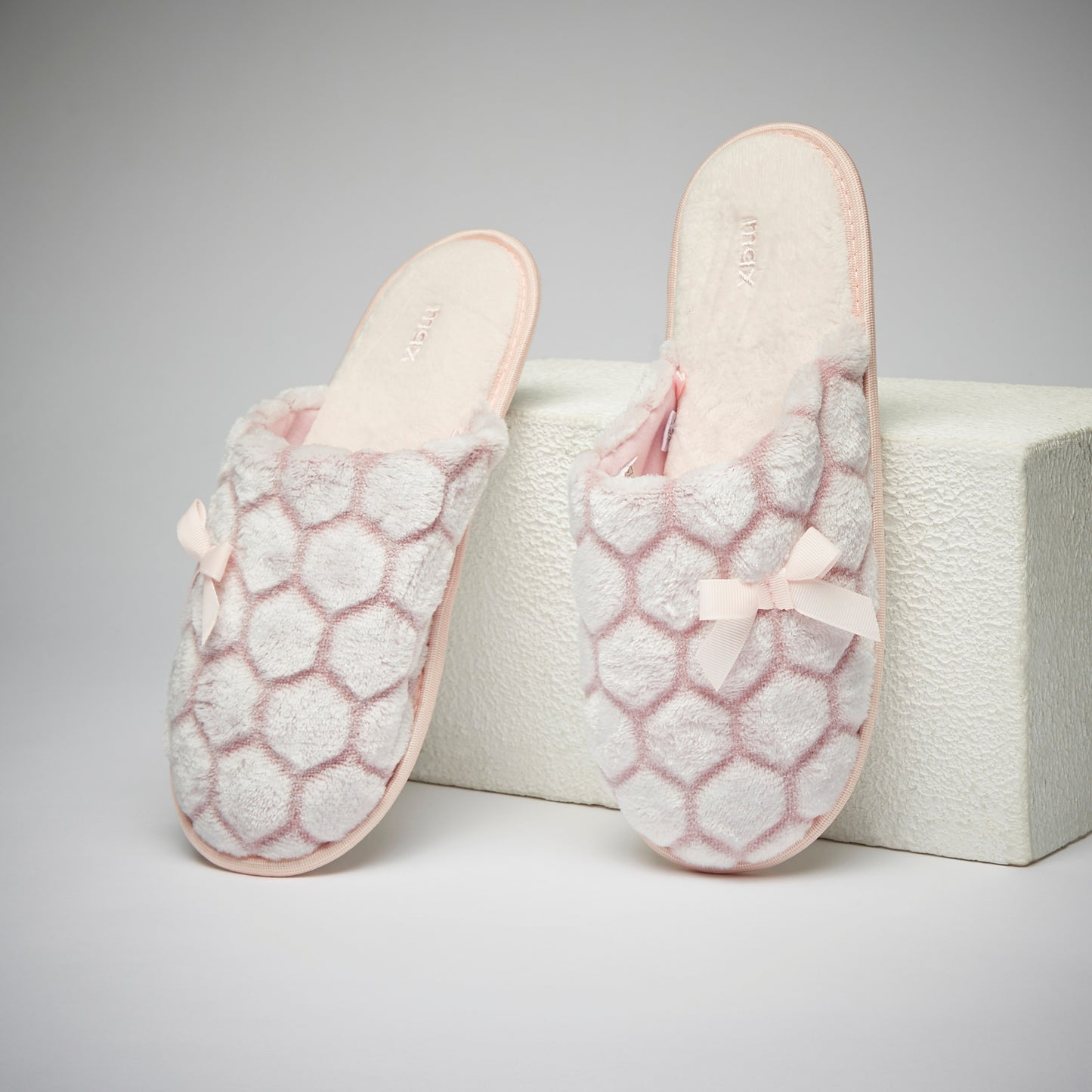 MAX Pink Bow Accented Slip-on Bedroom Mules