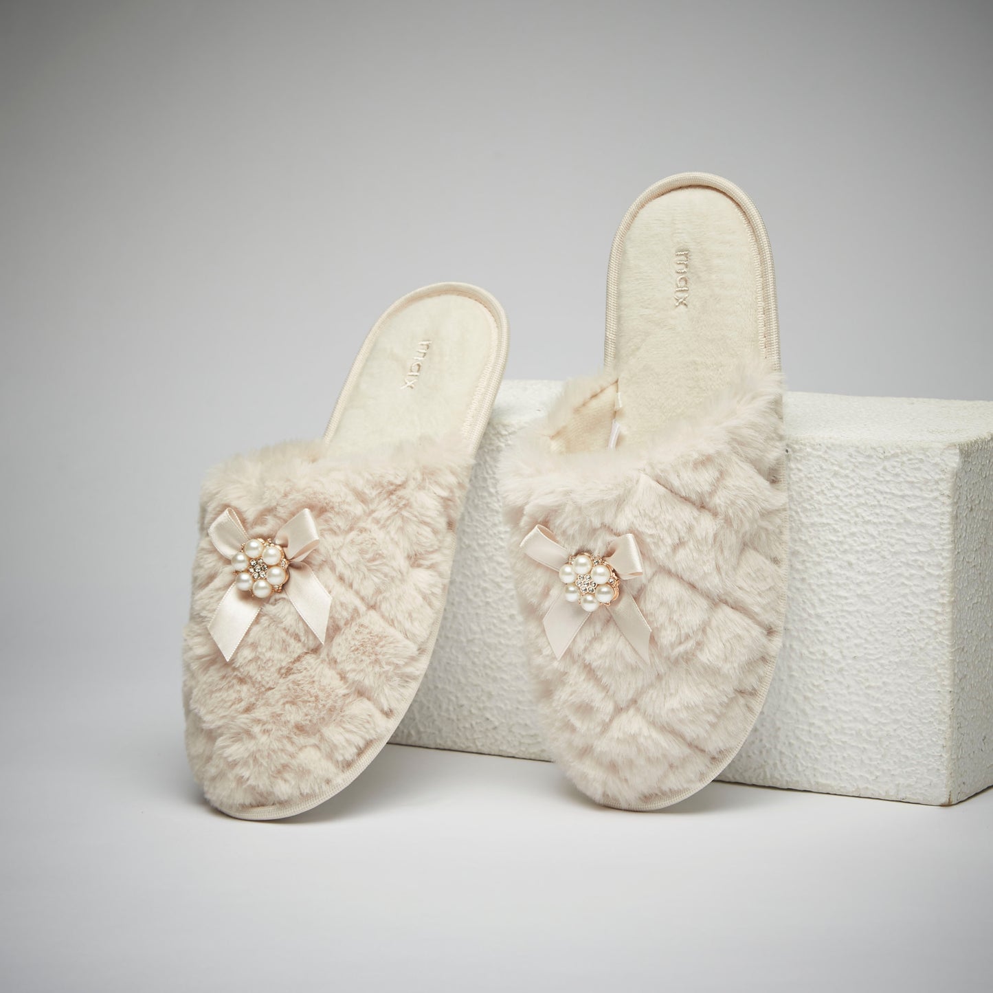 MAX Pearl Embellished Slip-On Bedroom Mules
