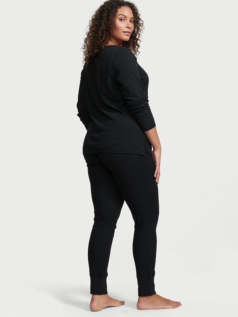 Victoria's Secret Thermal Long Pajama Set- Black
