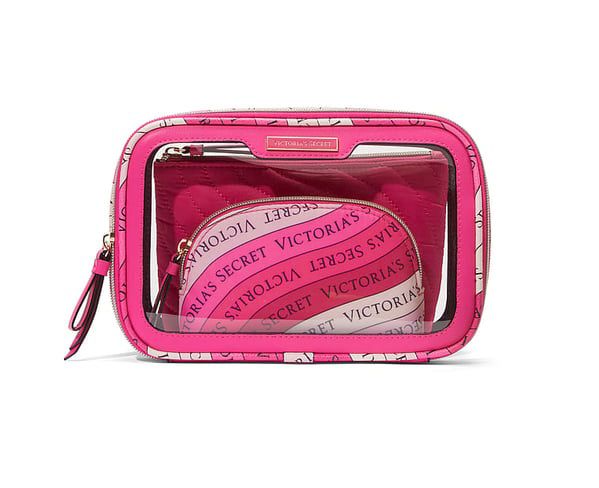 Victoria's Secret Set of 3 Fuchsia Logo Makeup Bag
