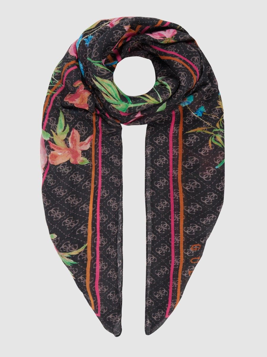 Guess Black Floral Scarf
