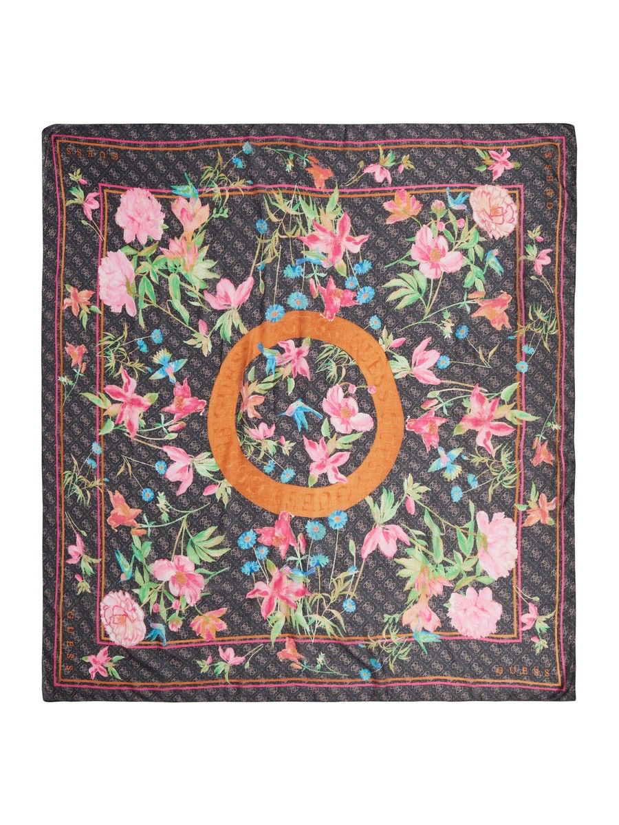 Guess Black Floral Scarf