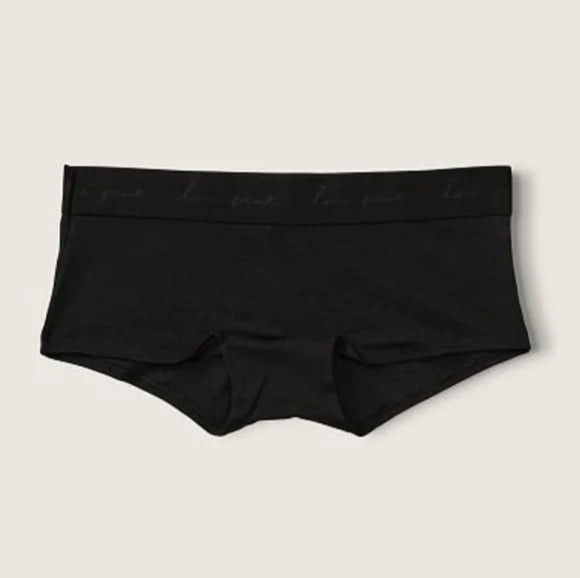 Victoria’s Secret PINK Black Logo Boyshort Pantie