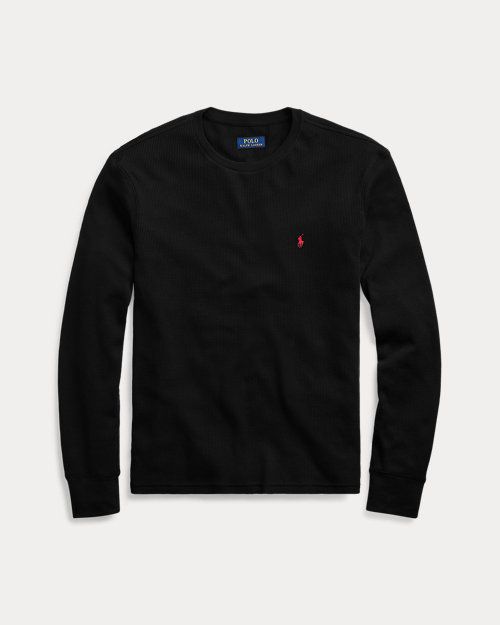 Polo Ralph Lauren Black Waffle-Knit Crewneck Thermal