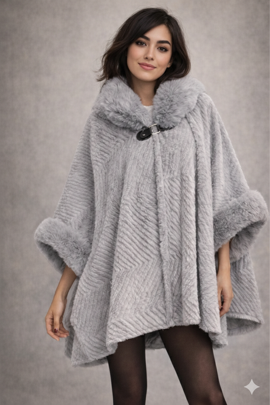 Bloom Lady Grey Fur Cape