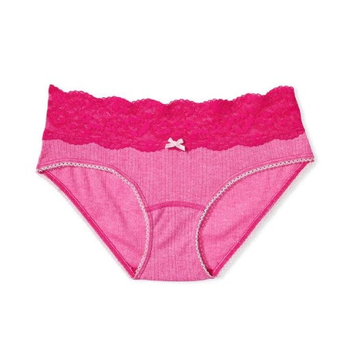 Victoria’s Secret Fuchsia Cotton Hiphugger Panties with Lace Waistline