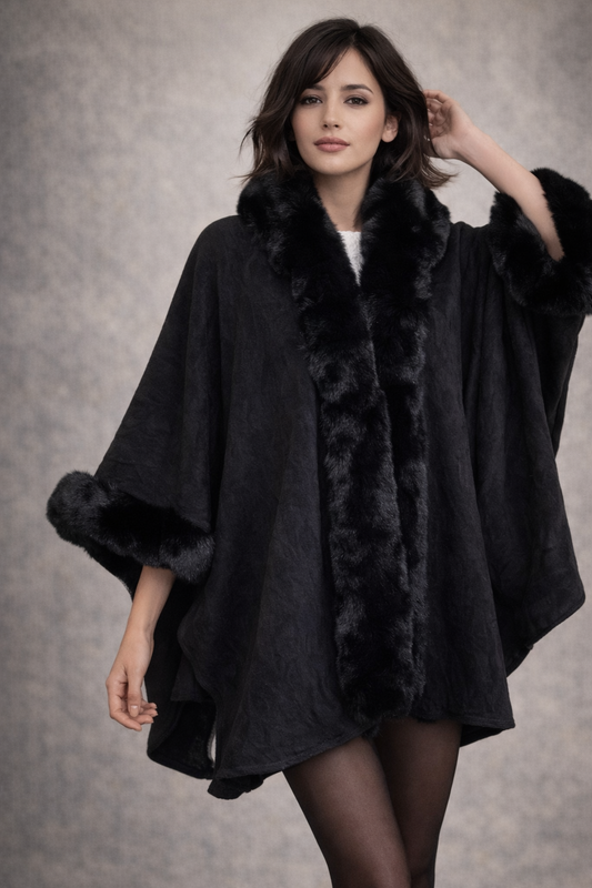 Bloom Lady Black Fur Cape