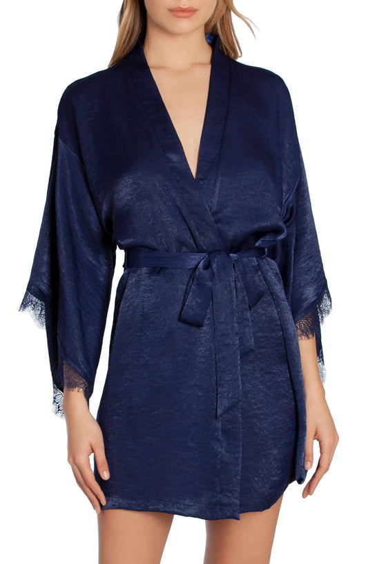 in Bloom by Jonquil Navy Satin Robe