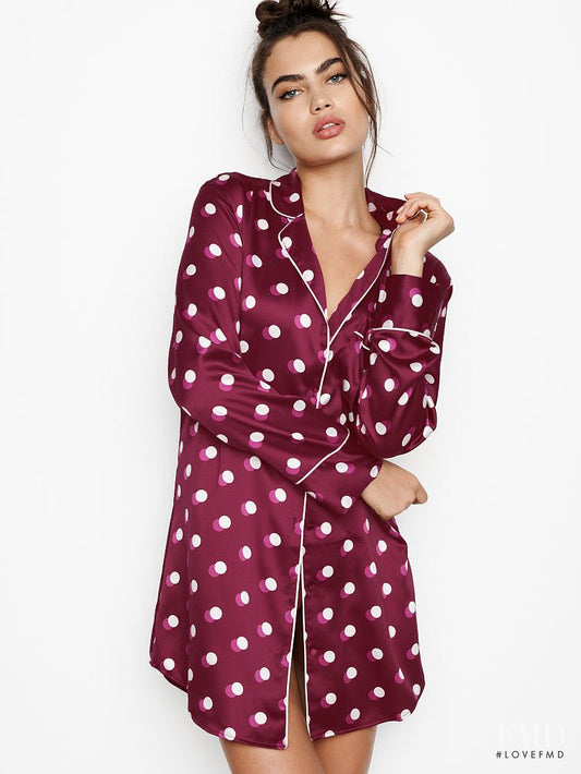 Victoria's Secret Burgundy Polka Dots Sleep Shirt