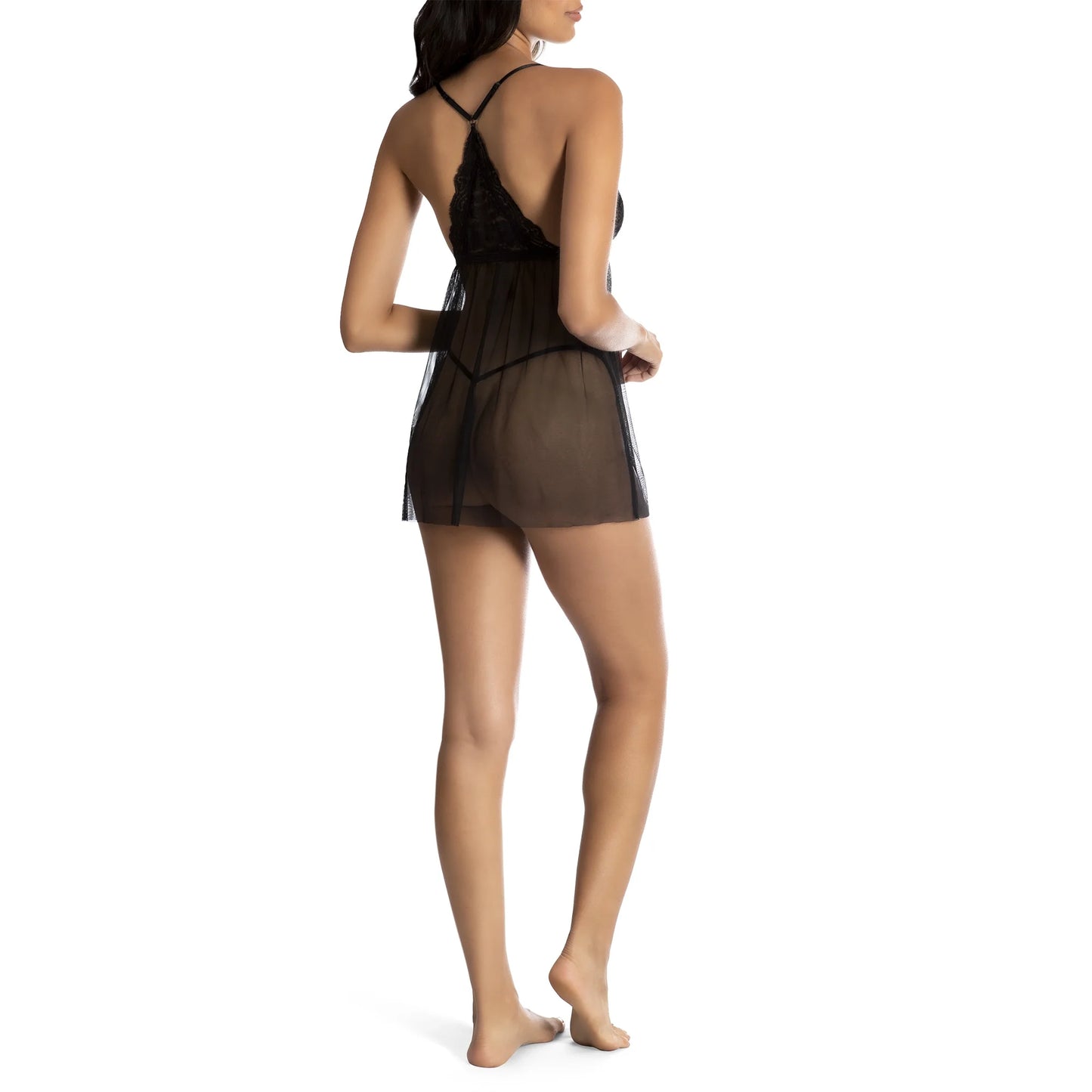 Secret Treasures Black Mesh Babydoll Set