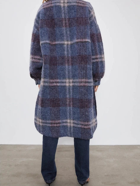 ZARA Wool Blend Plaid Oversized Cot