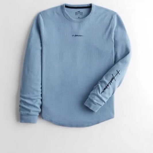 Hollister Long-Sleeve Thermal Crew T-Shirt - Light Blue
