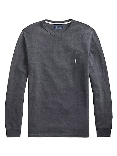 Polo Ralph Lauren Charcoal Waffle-Knit Crewneck Thermal