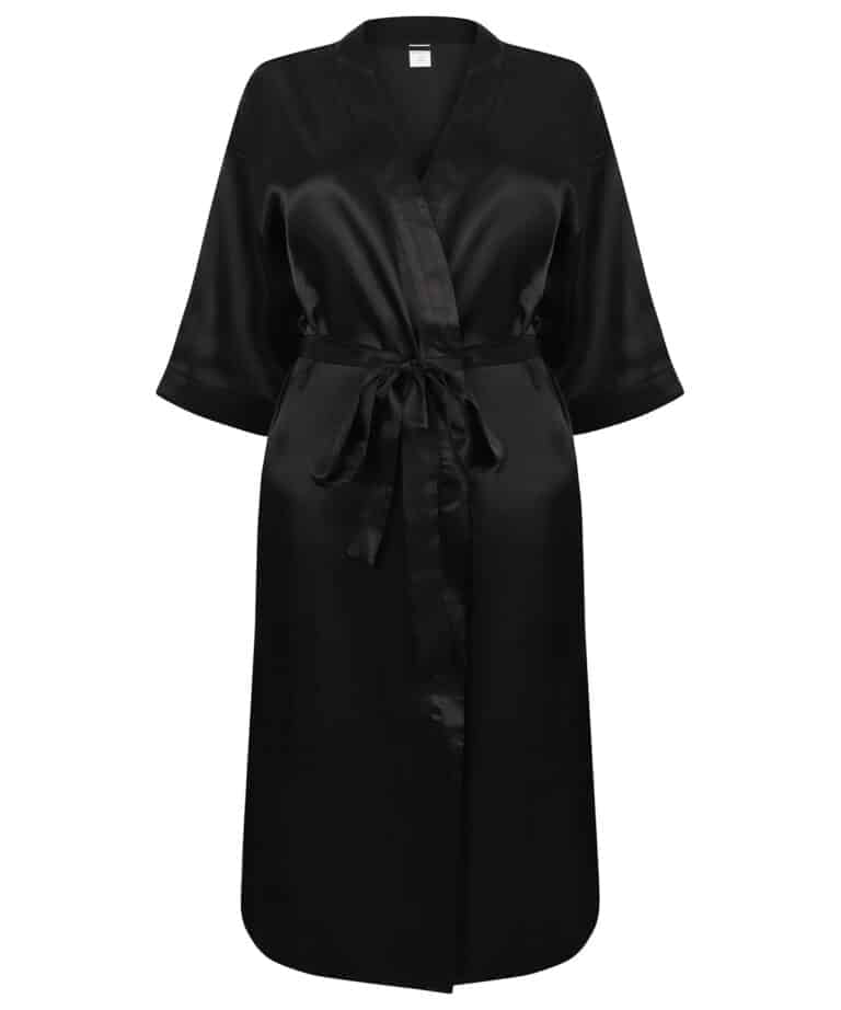Ambrielle Long Black Satin Robe