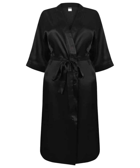 Ambrielle Long Black Satin Robe