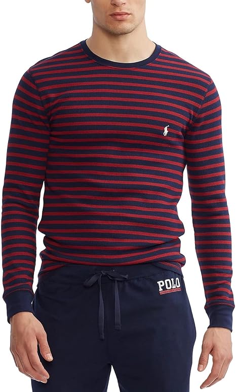 Polo Ralph Lauren Navy/ maroon Waffle-Knit Crewneck Thermal