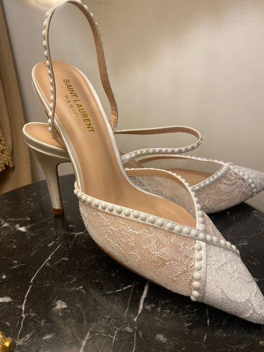 Bridal White Lace Shoes