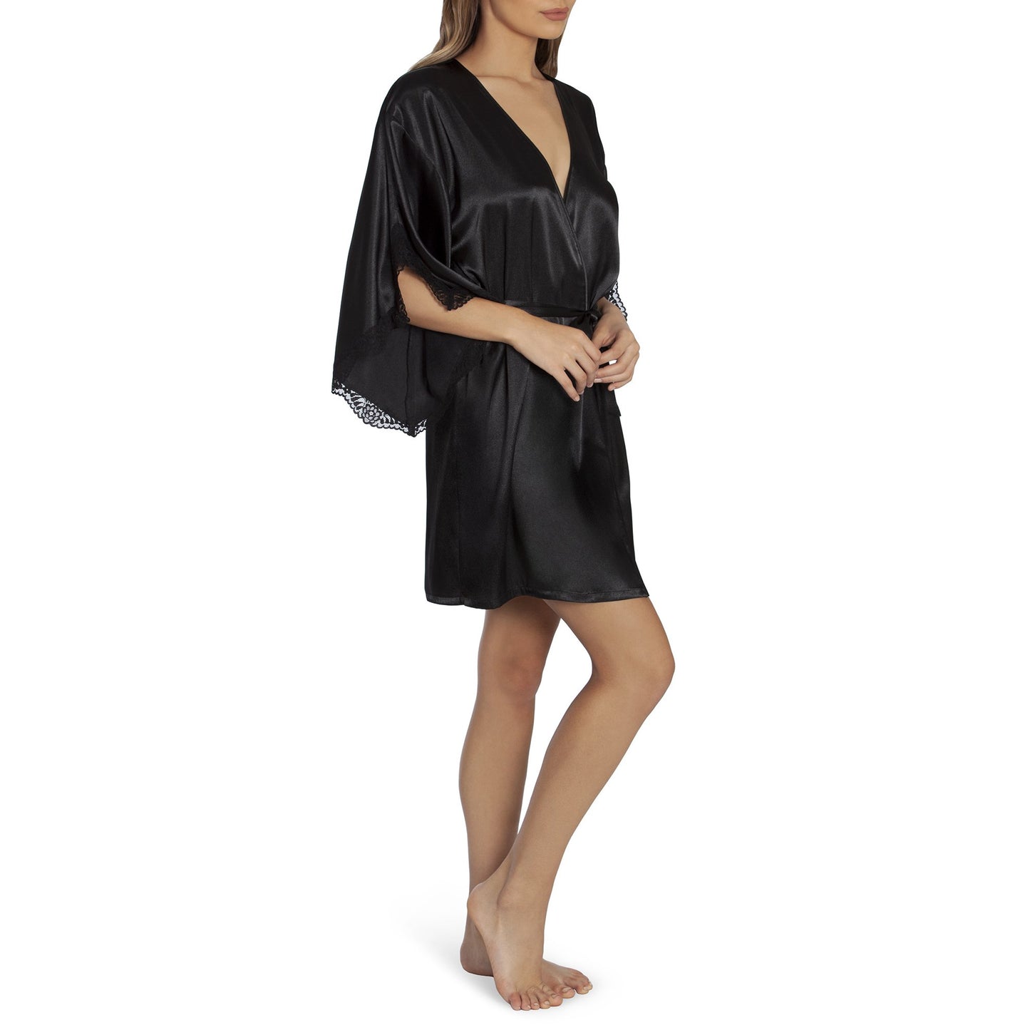 Secret Treasures Black Satin Robe