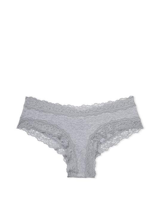 Victoria’s Secret Grey Lace-Waist Cotton Cheeky Pantie