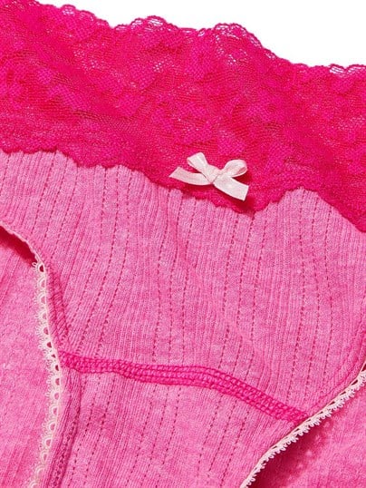 Victoria’s Secret Fuchsia Cotton Hiphugger Panties with Lace Waistline