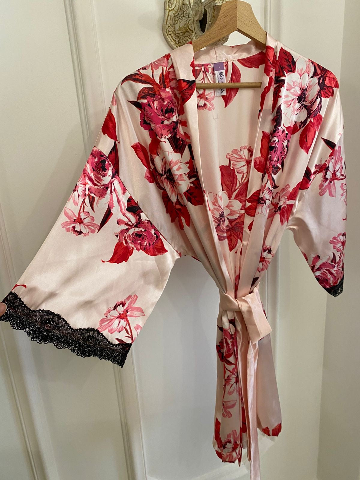 Lilac+London Floral Satin Robe