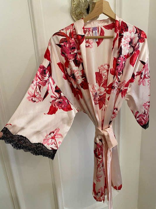 Lilac+London Floral Satin Robe