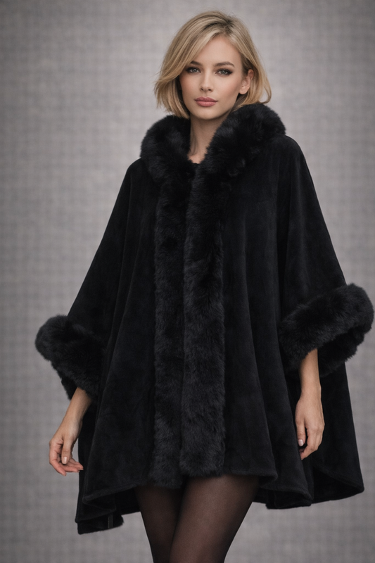 Bloom Lady Black Fur Cape