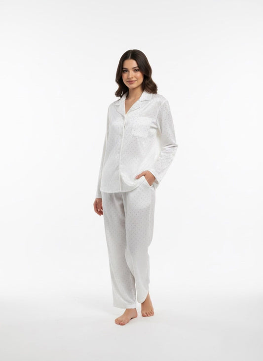 Bloom Lady White Studs Velvet Pajama