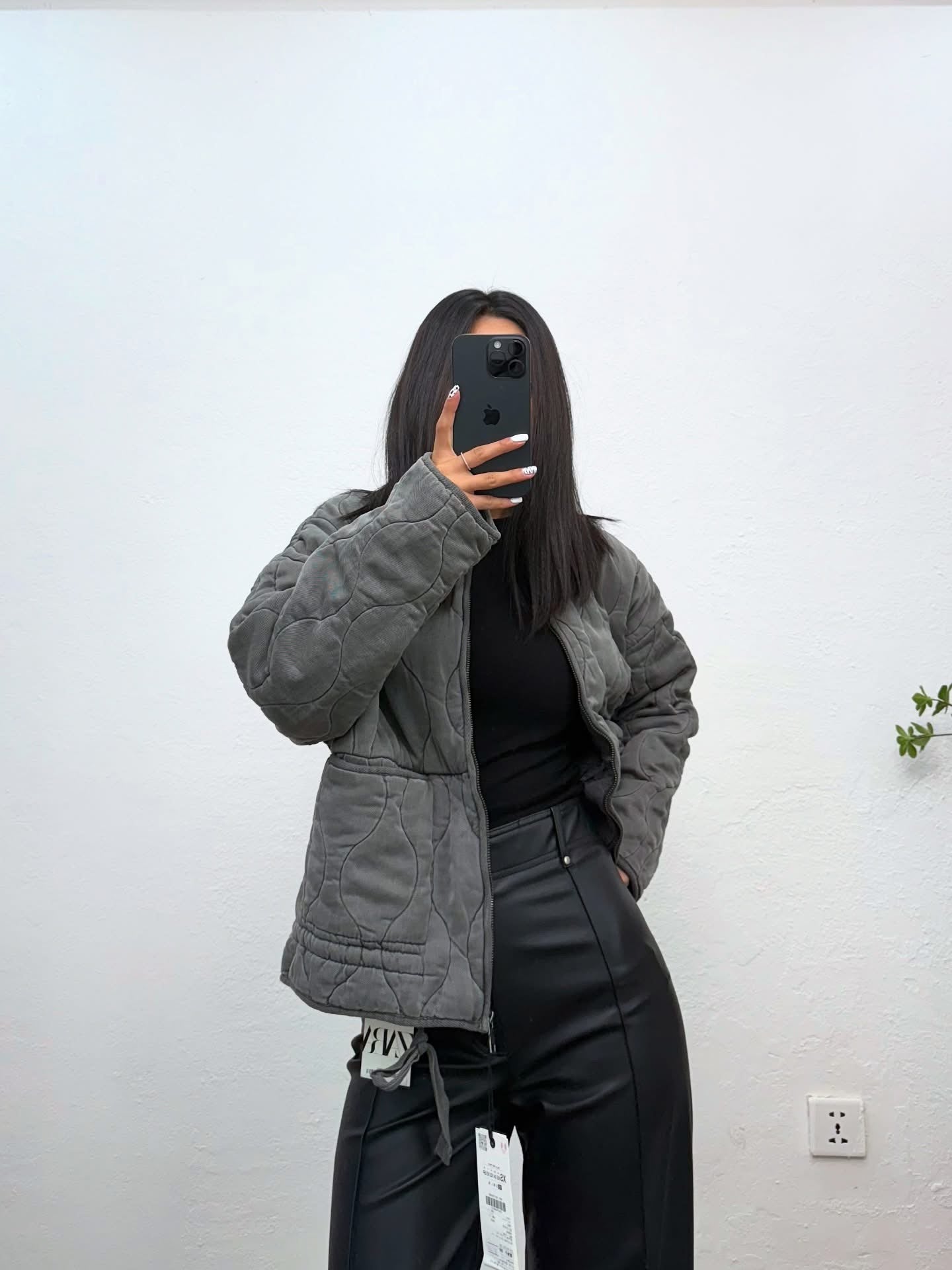 Zara Grey Padded Quilted Jacket