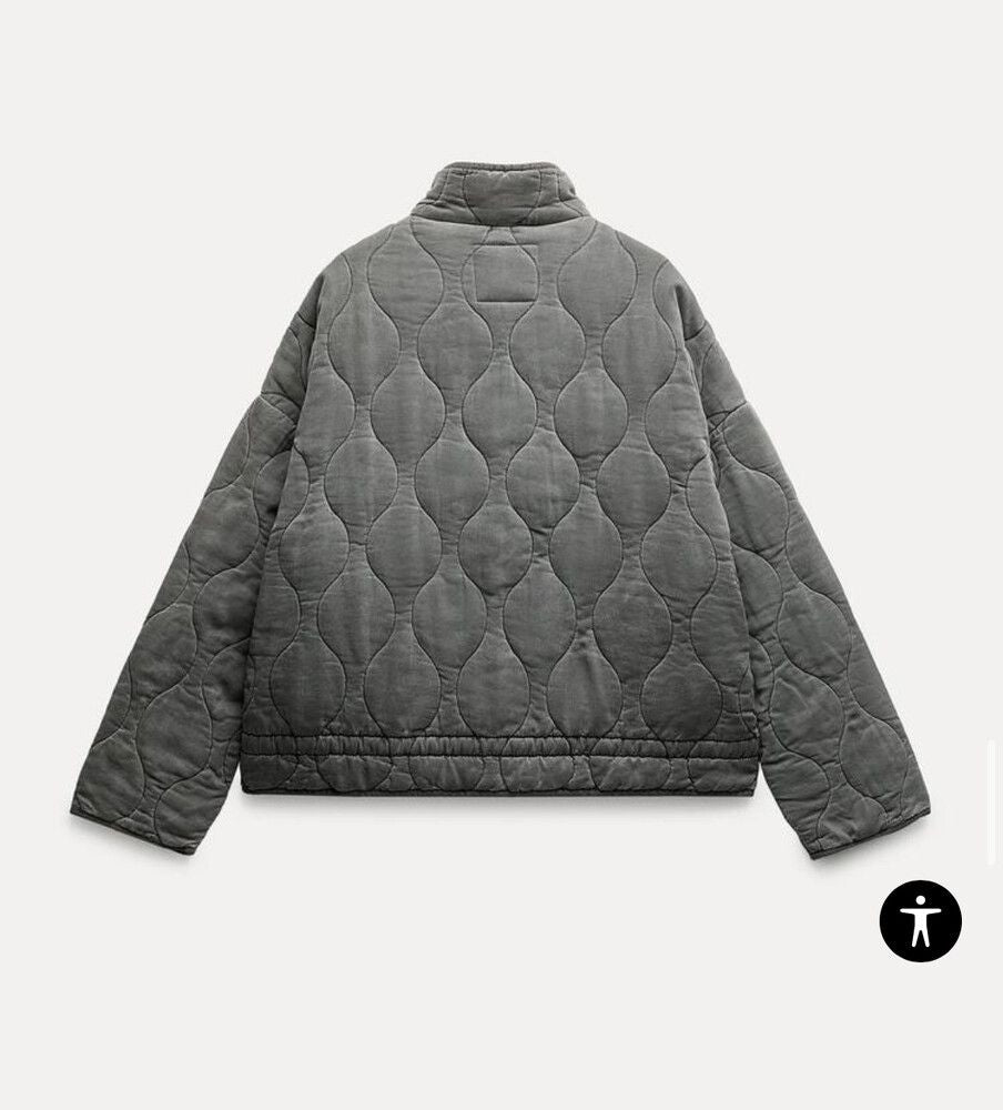 Zara Grey Padded Quilted Jacket