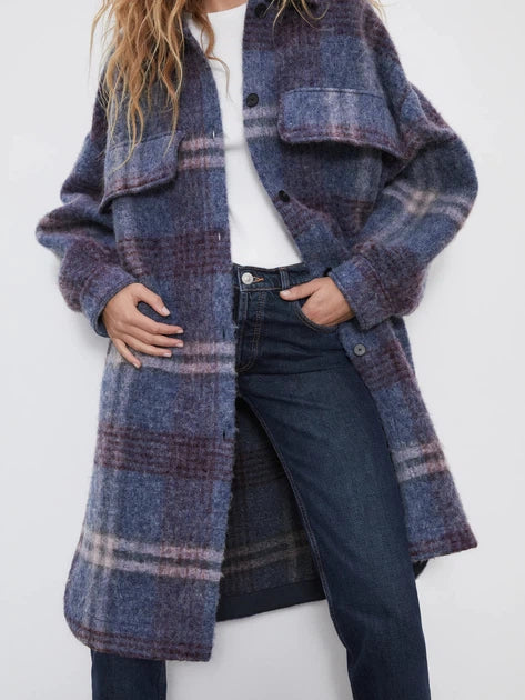 ZARA Wool Blend Plaid Oversized Cot