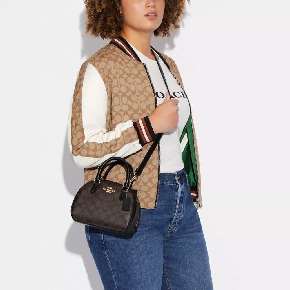 COACH Sydney Satchel Signature Brown Black