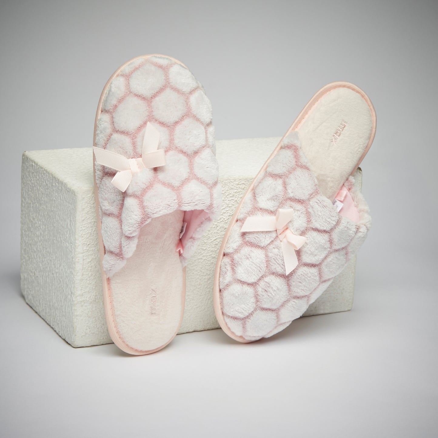 MAX Pink Bow Accented Slip-on Bedroom Mules