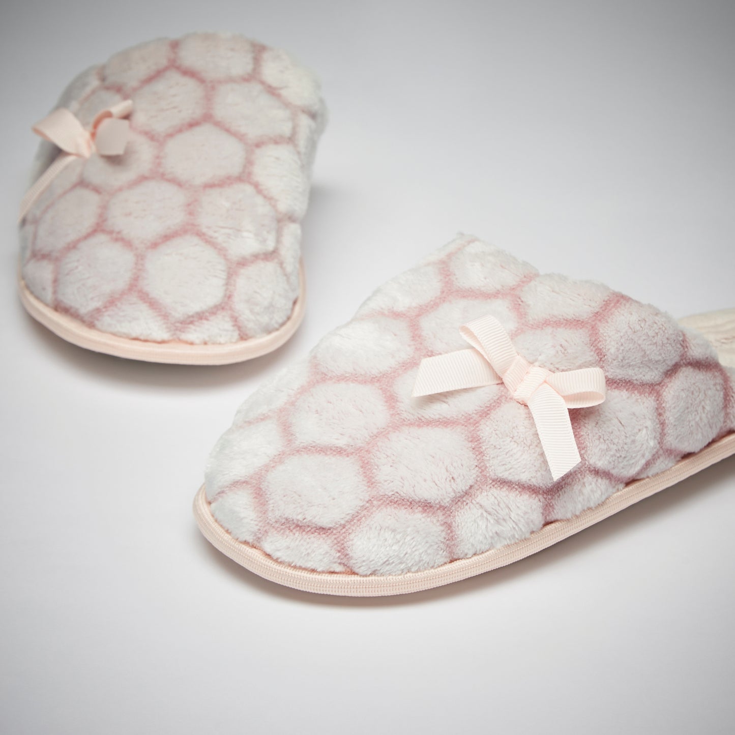 MAX Pink Bow Accented Slip-on Bedroom Mules