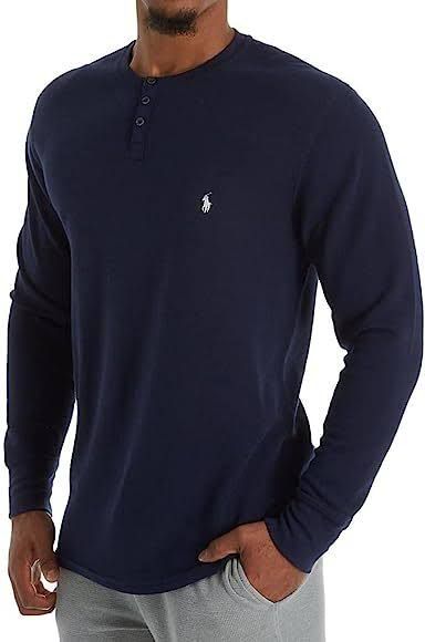 POLO RALPH LAUREN Men's Lightweight Waffle Long Sleeve Henley - Navy