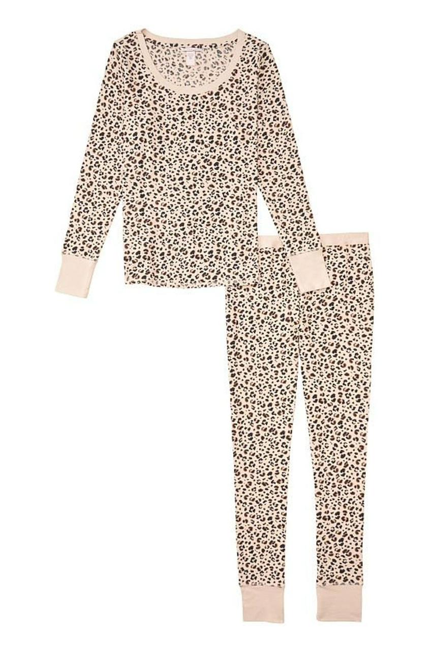 Victoria's Secret Thermal Long Pajama Set- Leopard