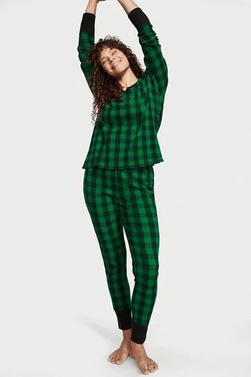 Victoria's Secret Thermal Long Pajama Set- Green