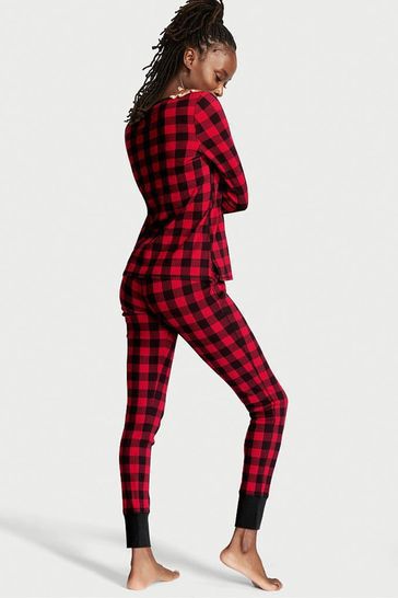 Victoria's Secret Thermal Long Pajama Set- Red