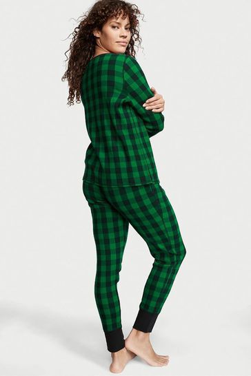Victoria's Secret Thermal Long Pajama Set- Green