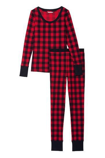 Victoria's Secret Thermal Long Pajama Set- Red