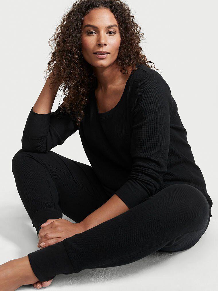 Victoria's Secret Thermal Long Pajama Set- Black