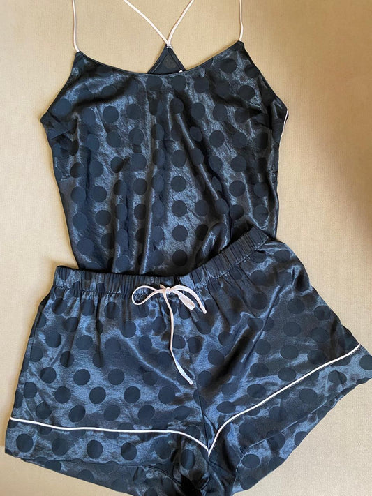 Victoria's Secret Black Polka Dots Cami Satin Set