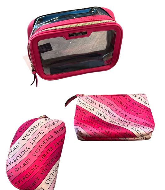 Victoria's Secret Set of 3 Fuchsia Logo Makeup Bag